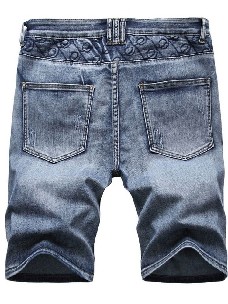 Straight Pocket Casual Lynlås Herre Denim Shorts