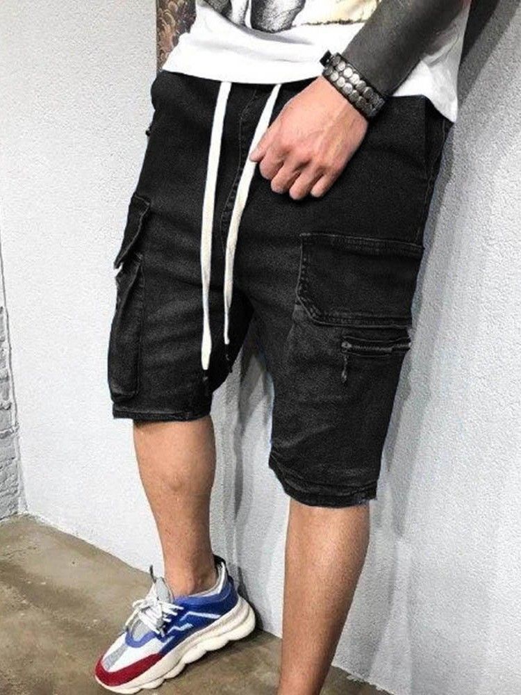 Straight Pocket Lace-up Casual Shorts Til Mænd