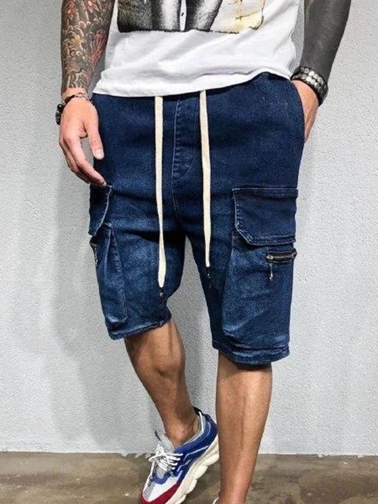 Straight Pocket Lace-up Casual Shorts Til Mænd