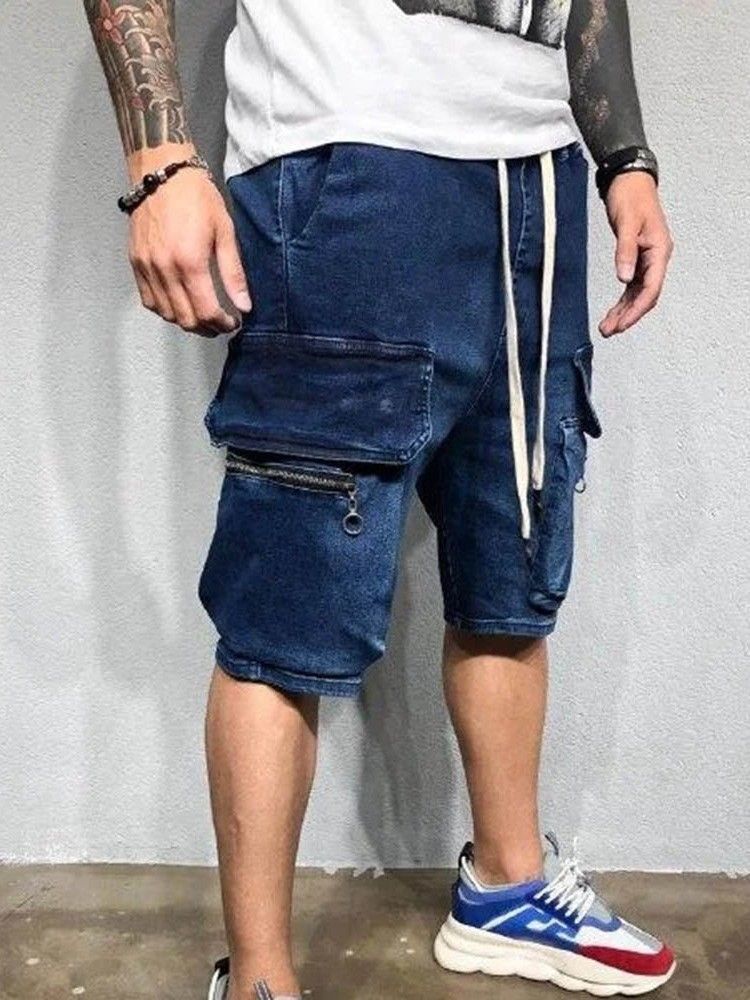 Straight Pocket Lace-up Casual Shorts Til Mænd