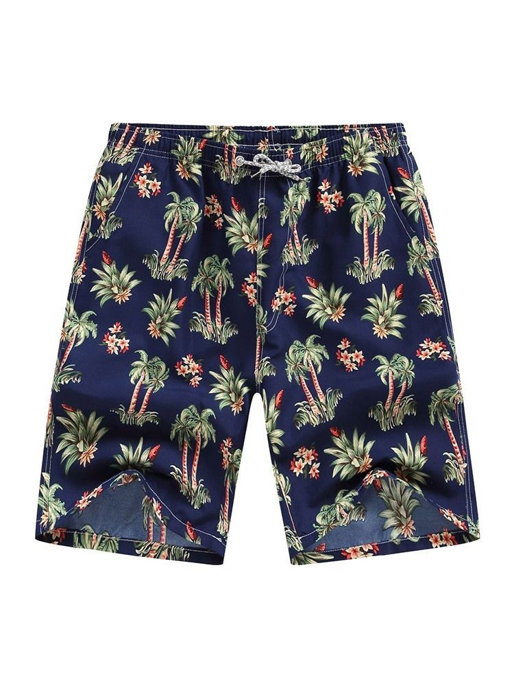 Straight Print Thin Lace-up Shorts Til Mænd