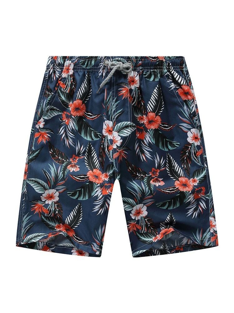 Straight Print Thin Lace-up Shorts Til Mænd