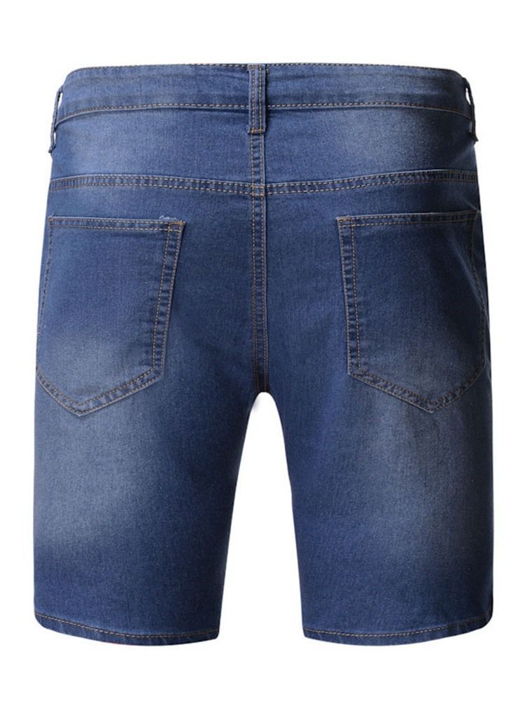 Tynd Gradient Hul Midt Talje Lynlås Jeans Til Mænd