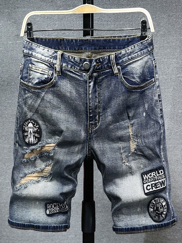 Tynd Lige Almindelig Lynlås Med Midje Til Denimshorts Til Mænd