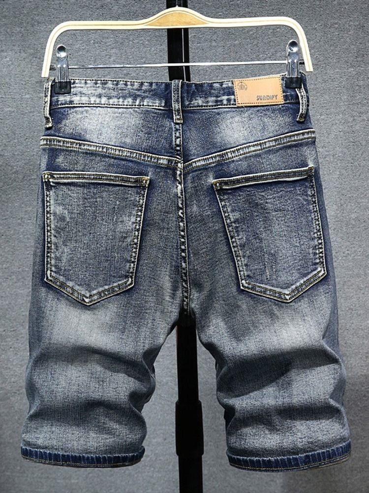 Tynd Lige Almindelig Lynlås Med Midje Til Denimshorts Til Mænd