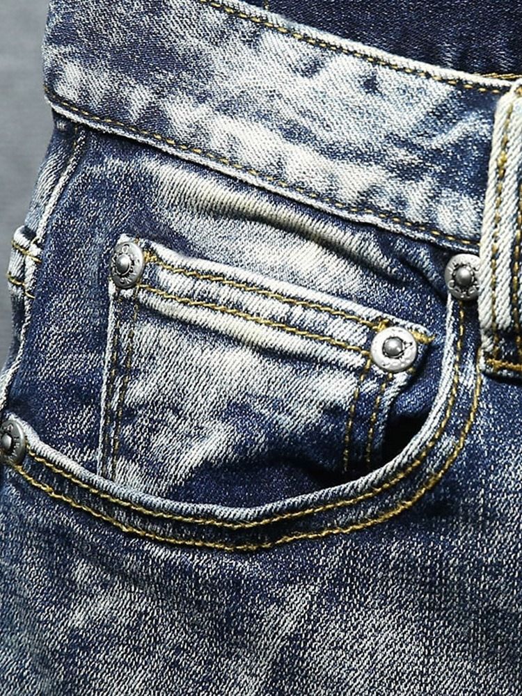 Tynd Lige Almindelig Lynlås Med Midje Til Denimshorts Til Mænd