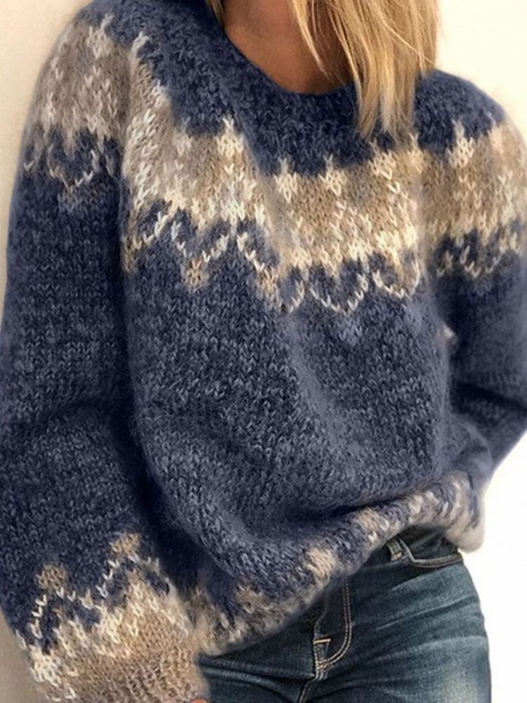 Almindelig Tynd Langærmet Løs Sweater Til Kvinder