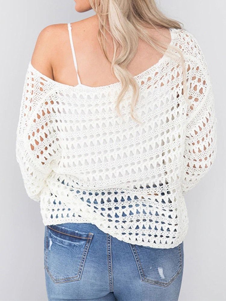 Kvinders Almindelig Hule Off-shoulder Løs Sweater