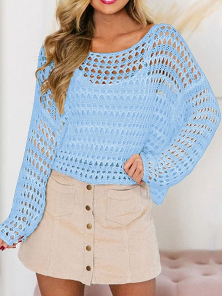 Kvinders Almindelig Hule Off-shoulder Løs Sweater