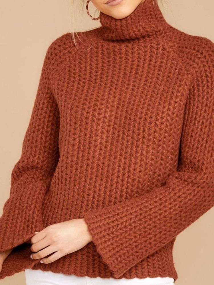 Kvinders Patchwork Regular Regular Turtleneck Langærmet Sweater