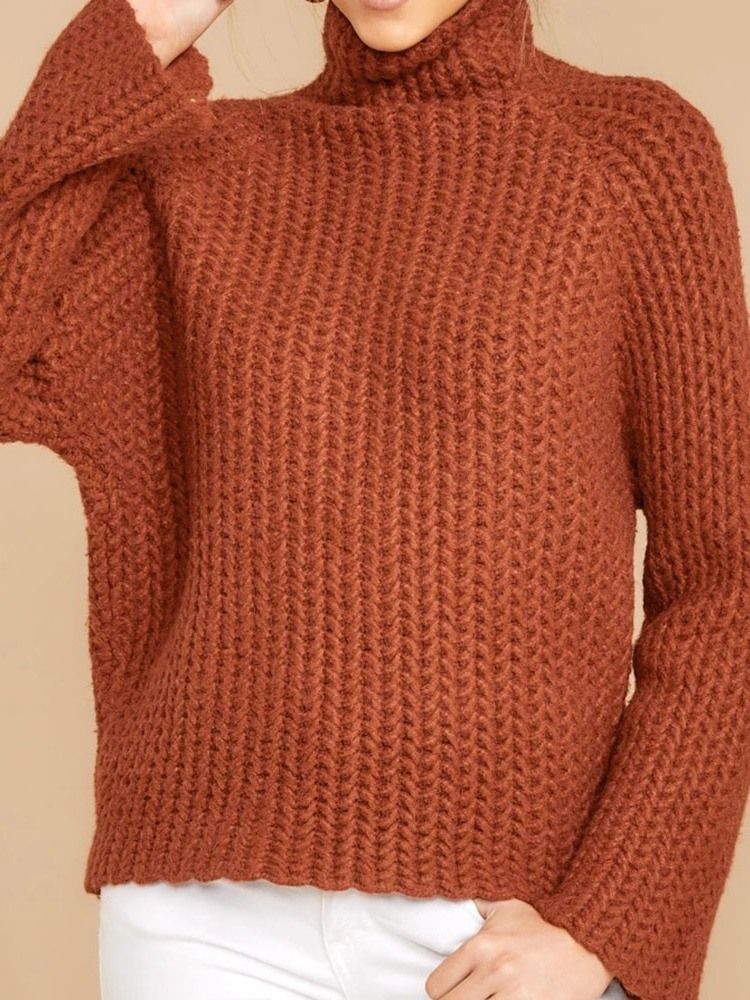 Kvinders Patchwork Regular Regular Turtleneck Langærmet Sweater