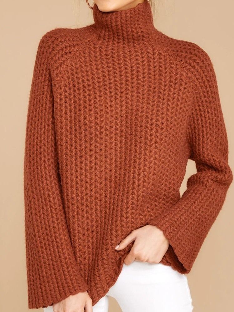 Kvinders Patchwork Regular Regular Turtleneck Langærmet Sweater