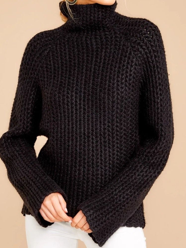 Kvinders Patchwork Regular Regular Turtleneck Langærmet Sweater