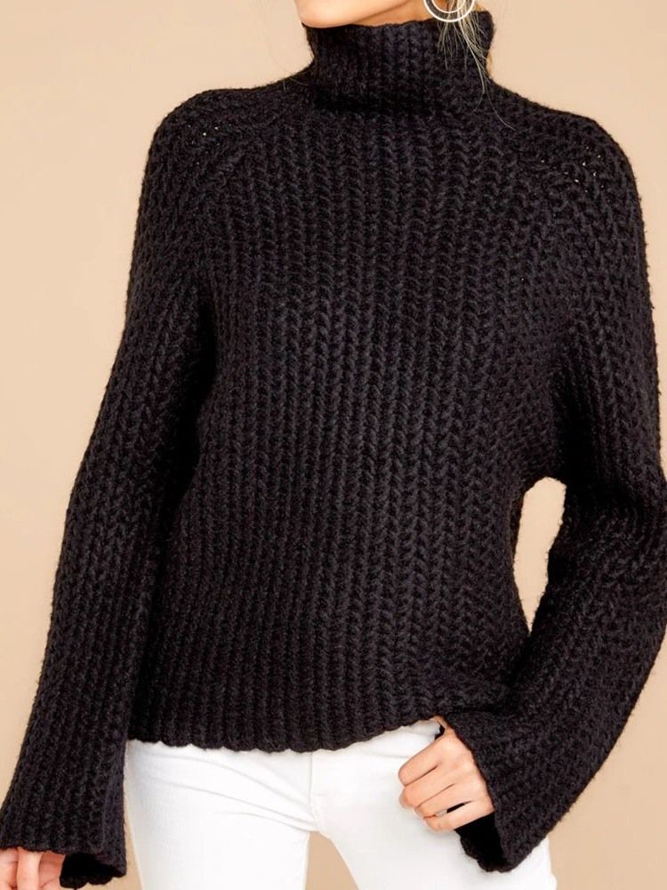 Kvinders Patchwork Regular Regular Turtleneck Langærmet Sweater