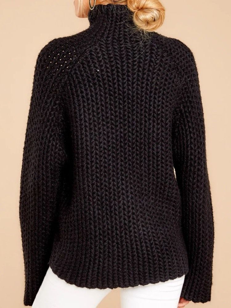 Kvinders Patchwork Regular Regular Turtleneck Langærmet Sweater