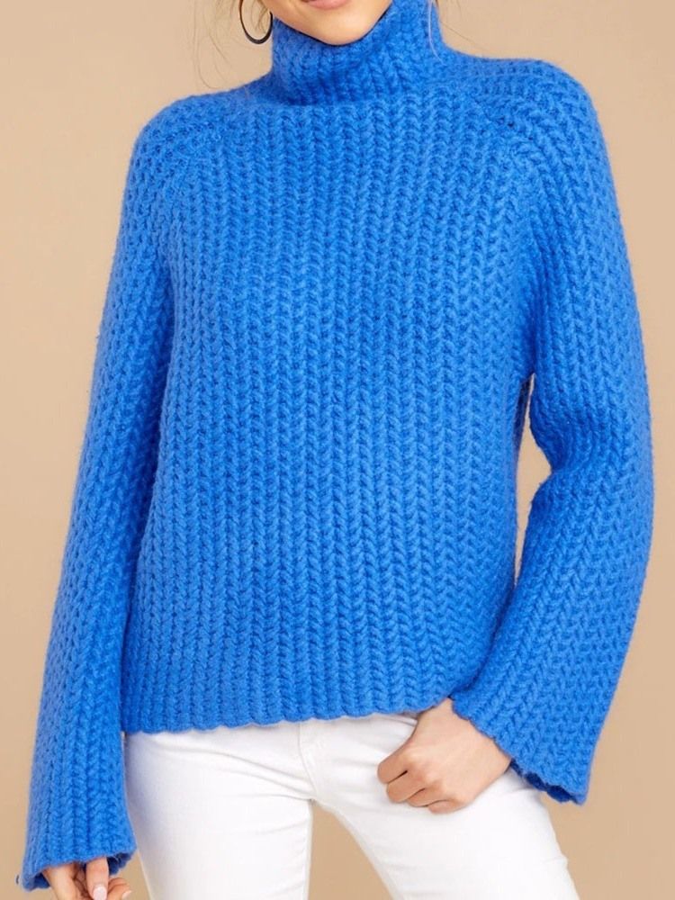 Kvinders Patchwork Regular Regular Turtleneck Langærmet Sweater