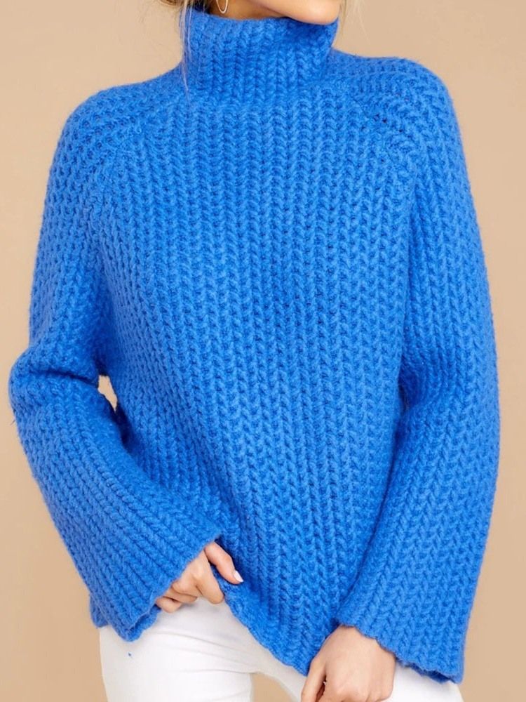 Kvinders Patchwork Regular Regular Turtleneck Langærmet Sweater