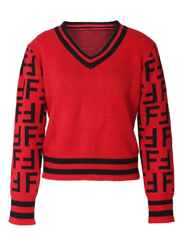 Kvinders Regelmæssige Afrikanske Mode V-hals Sweater