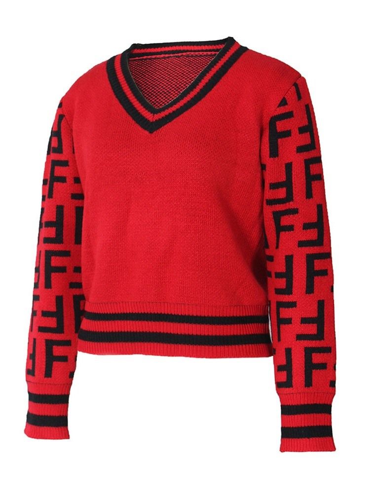 Kvinders Regelmæssige Afrikanske Mode V-hals Sweater