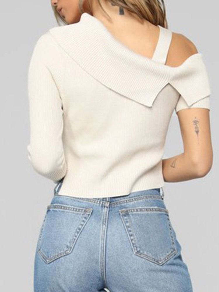 Regular Patchwork Women's Slim Short Sweater