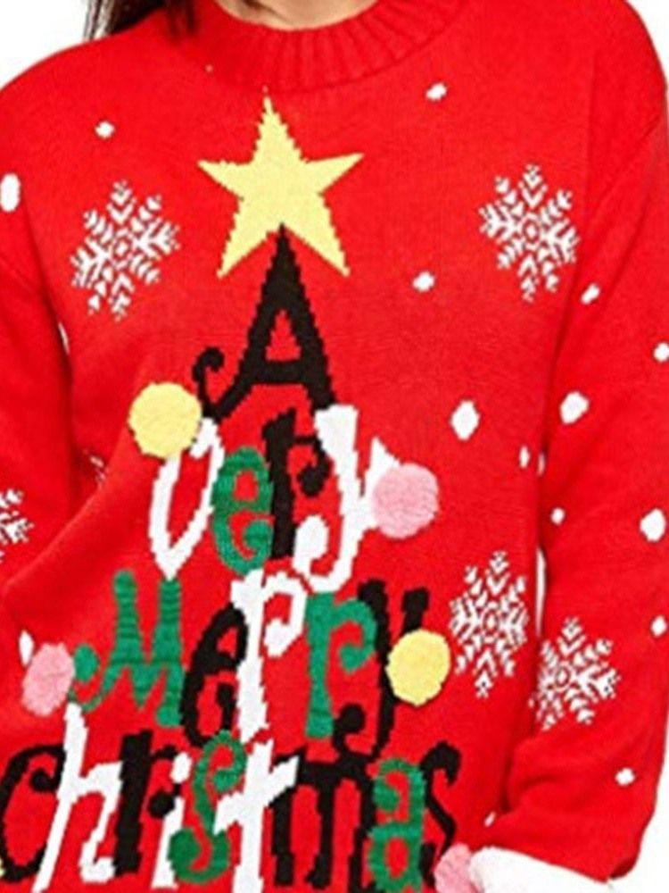 Regular Print Straight Christmas Women's Sweater