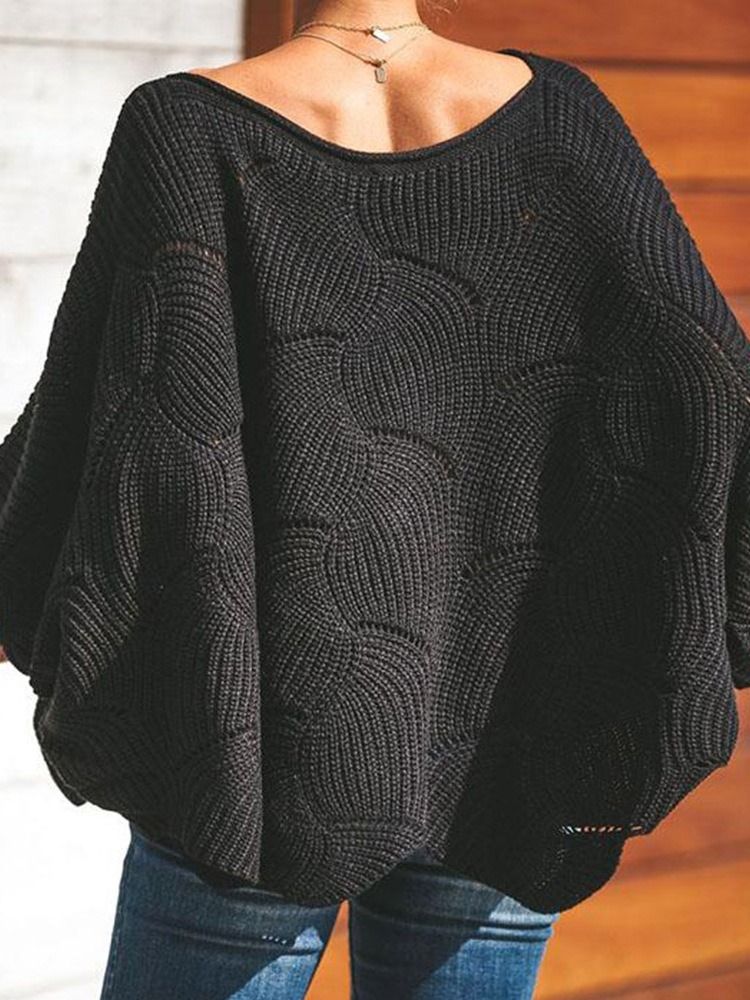 Tyk Batwing-ærme Til Kvinder Hule Mellemlang Sweater