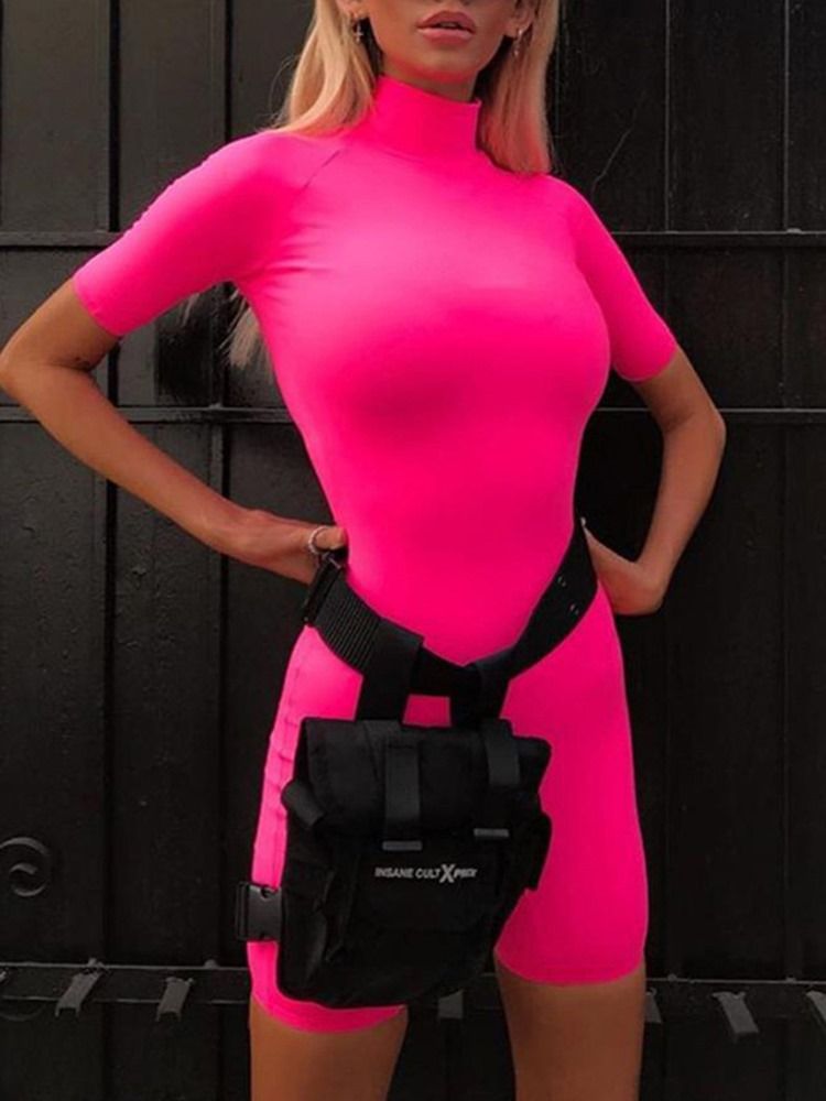 Kvinder Solid Kortærmet Sommer Gymnastiksport Jumpsuit