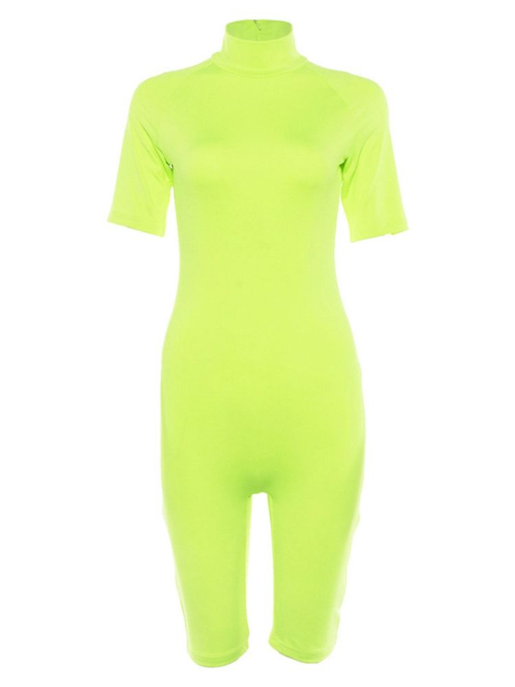 Kvinder Solid Kortærmet Sommer Gymnastiksport Jumpsuit