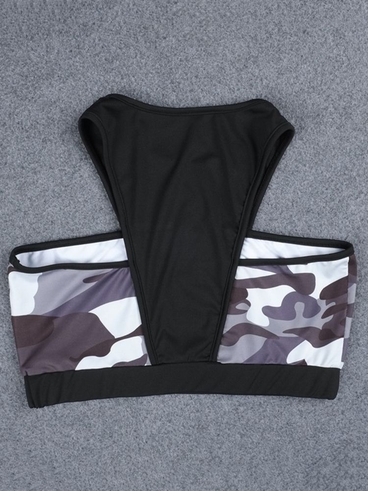 Kvinders Print Anti-sved Camouflage Pullover Yoga Sportssæt