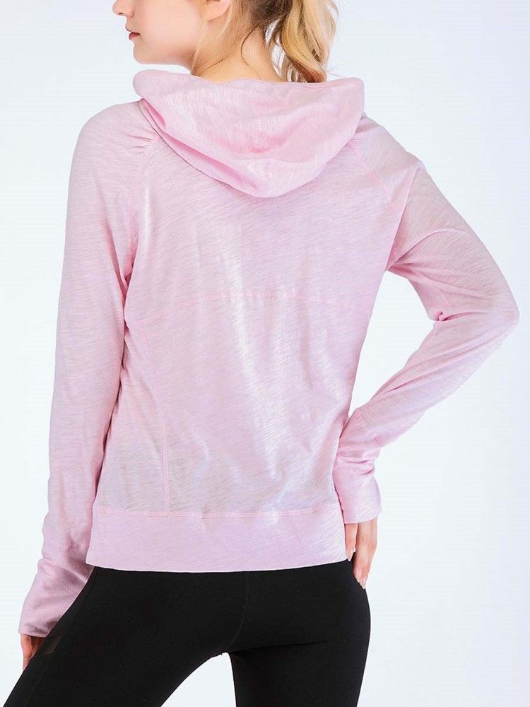 Kvinders Lommer Solid Bomuldsblandinger Anti-sved Pullover Sportstoppe