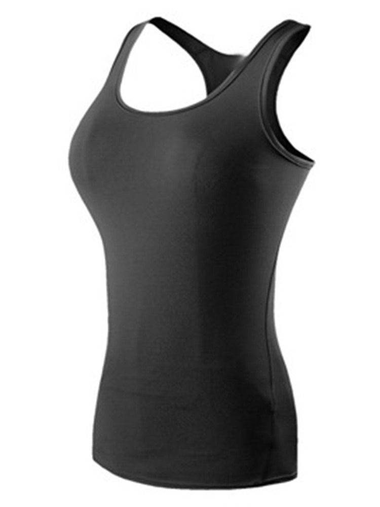 Kvinders Solid Hurtigtørrende Anti-sweat Vest Pullover Sporttoppe