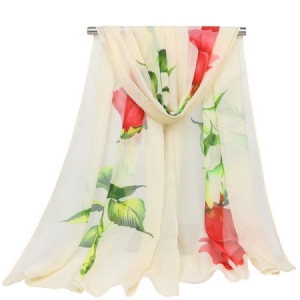 Graceful Rose Printed Chiffon Women's Scarf