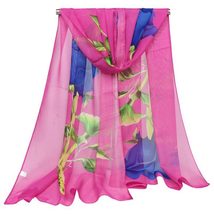 Graceful Rose Printed Chiffon Women's Scarf