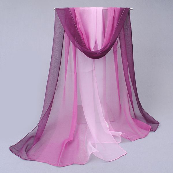 Gradient Color Chiffon Tørklæde Til Kvinder