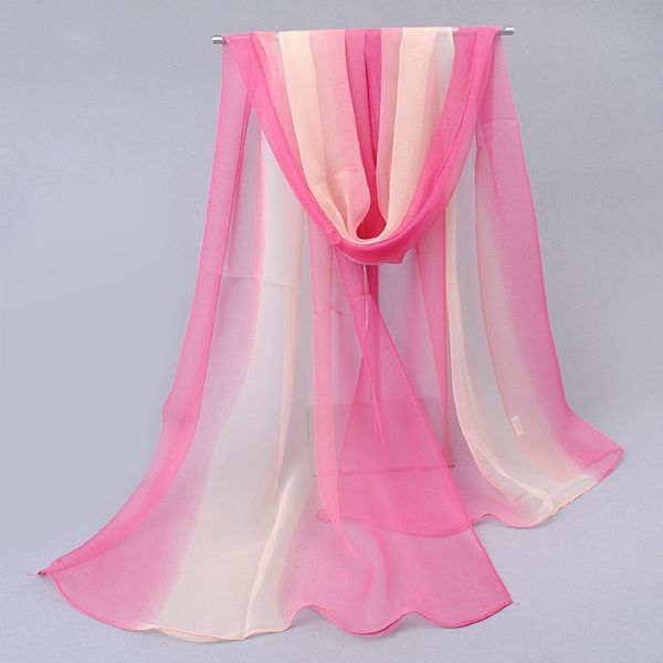 Gradient Color Chiffon Tørklæde Til Kvinder