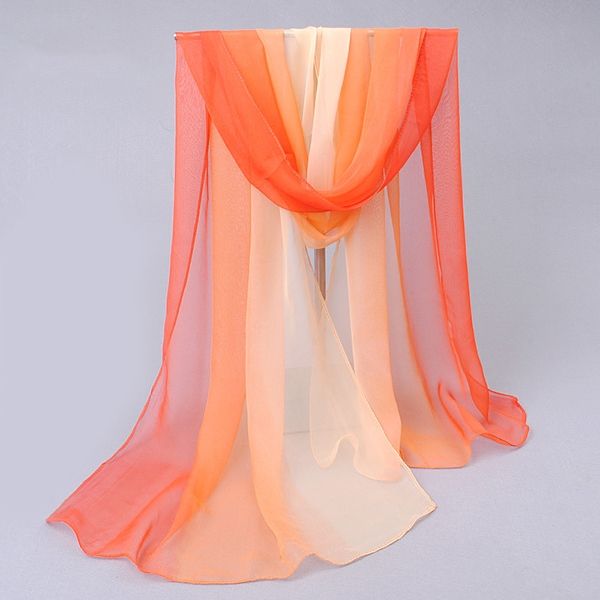 Gradient Color Chiffon Tørklæde Til Kvinder