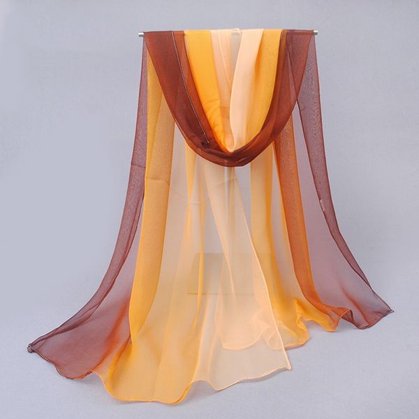 Gradient Color Chiffon Tørklæde Til Kvinder