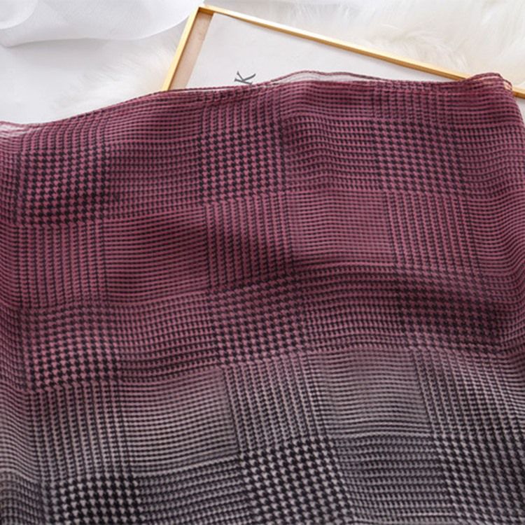 Kvinder Grid Chiffon Charmeuse Plaid Tørklæde