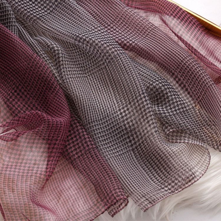 Kvinder Grid Chiffon Charmeuse Plaid Tørklæde