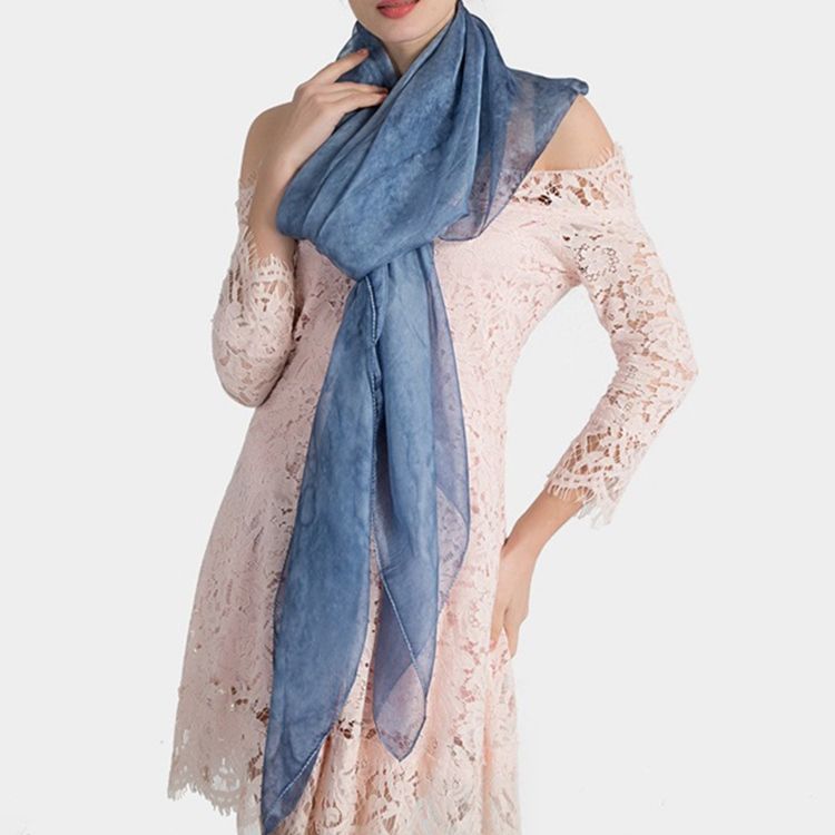 Pure Color Imitated Silk Fabric Women's Scarf