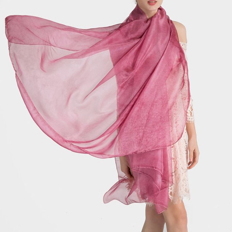 Pure Color Imitated Silk Fabric Women's Scarf