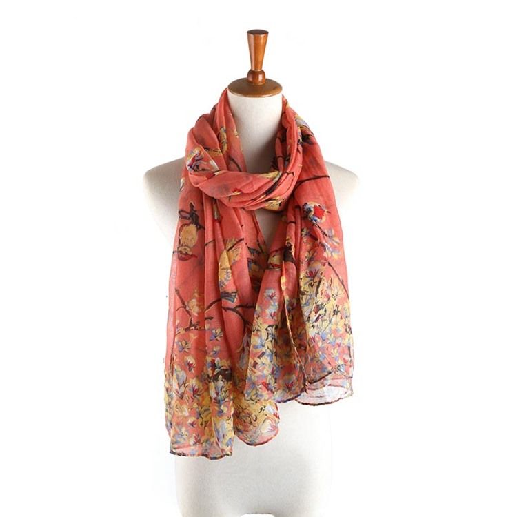 Women's Voile Vintage Print Floral Scarves