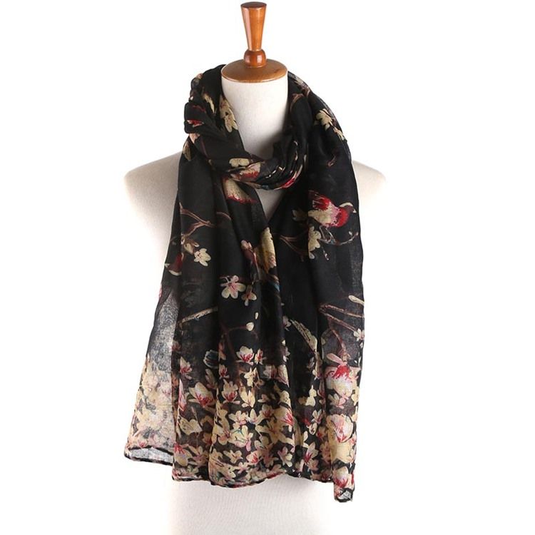 Women's Voile Vintage Print Floral Scarves