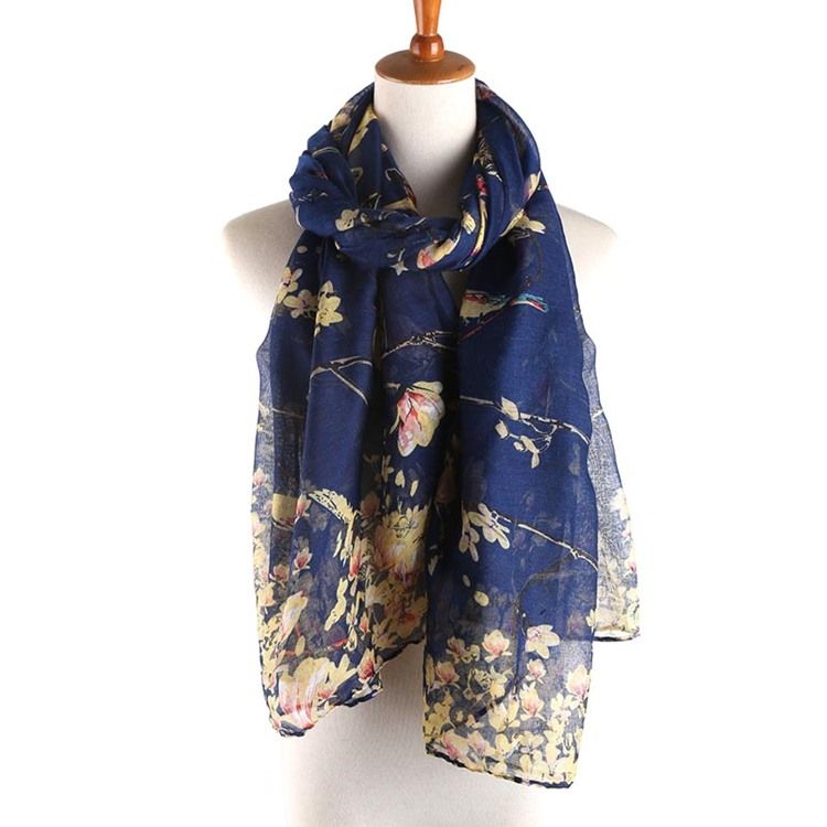 Women's Voile Vintage Print Floral Scarves