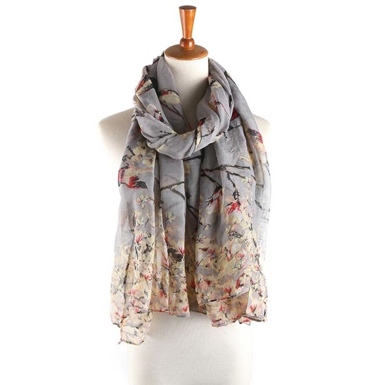 Women's Voile Vintage Print Floral Scarves