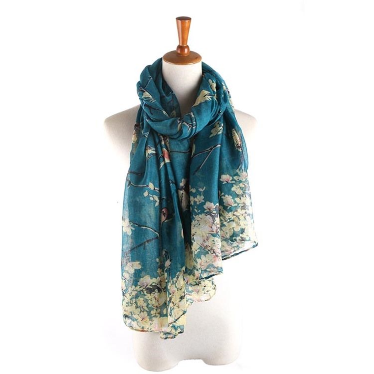 Women's Voile Vintage Print Floral Scarves