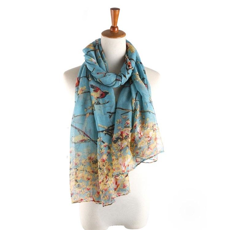 Women's Voile Vintage Print Floral Scarves