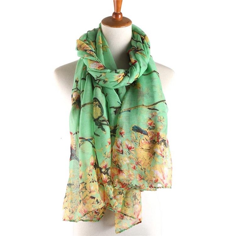 Women's Voile Vintage Print Floral Scarves