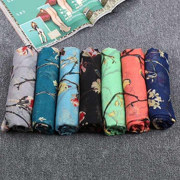 Women's Voile Vintage Print Floral Scarves