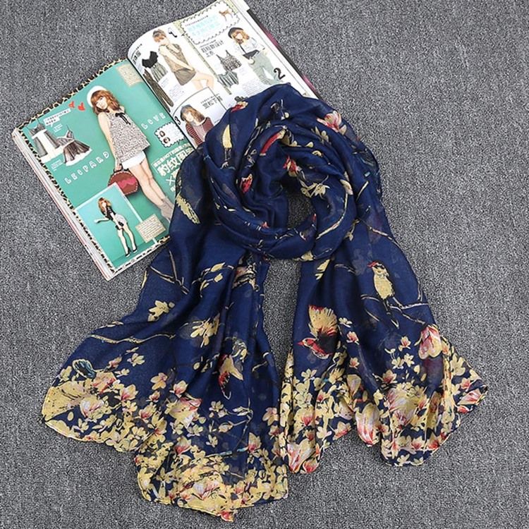 Women's Voile Vintage Print Floral Scarves